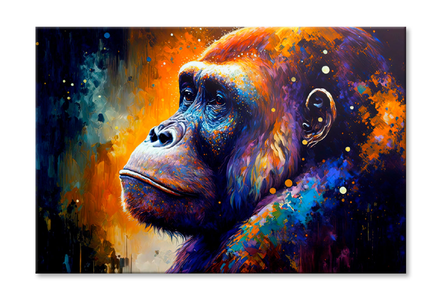 Colorful Gorille Oil Painting Limited Edition High Quality Print Stretched Canvas None