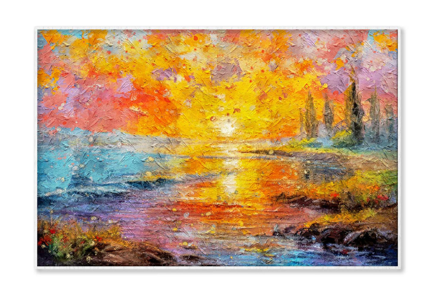 Sunrise Over River - Seascape Artwork: Magic Sunrise Over Lake Wall Art Limited Edition High Quality Print