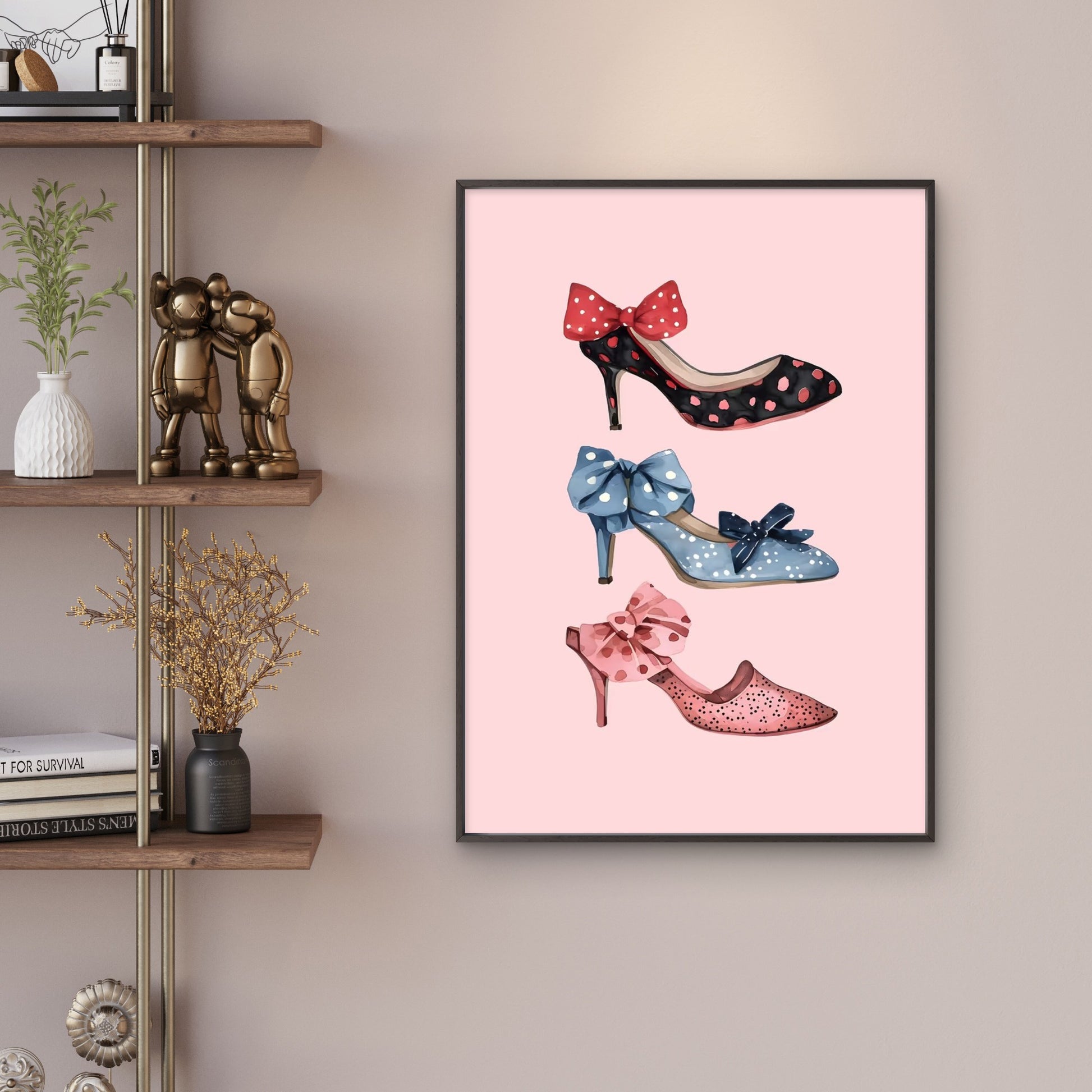 Polka Dot Bow High Heels Fashion Home Decor Premium Quality Poster Print Choose Your Sizes - Bella Home Decor