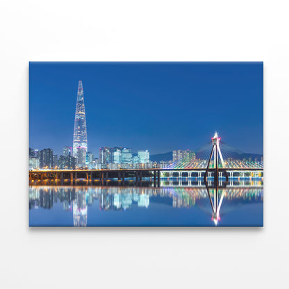 Seoul City at Twilight Han River Wall Art Decor 100% Australian Made