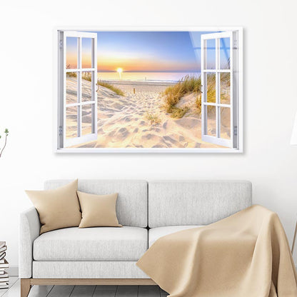 Sunset Beach With Window Acrylic Glass Print Tempered Glass Wall Art 100% Made in Australia Ready to Hang