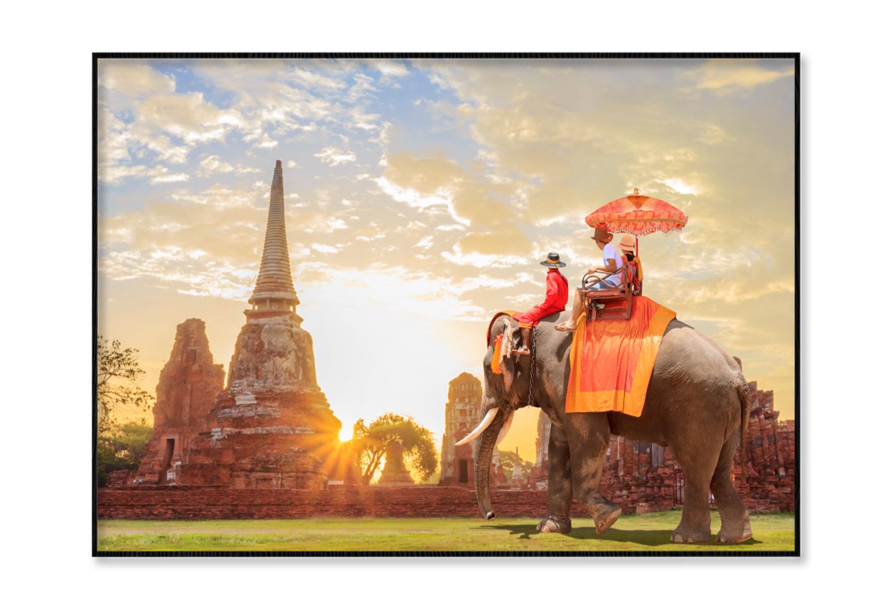 Elephant Tour Of the Ancient City in Sunrise Home Decor Premium Quality Poster Print Choose Your Sizes