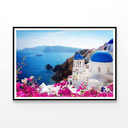 Bougainvillea in the Oia of Coast Home Decor Premium Quality Poster Print Choose Your Sizes