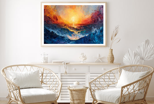 Ocean with Sunset Painting Home Decor Premium Quality Poster Print Choose Your Sizes