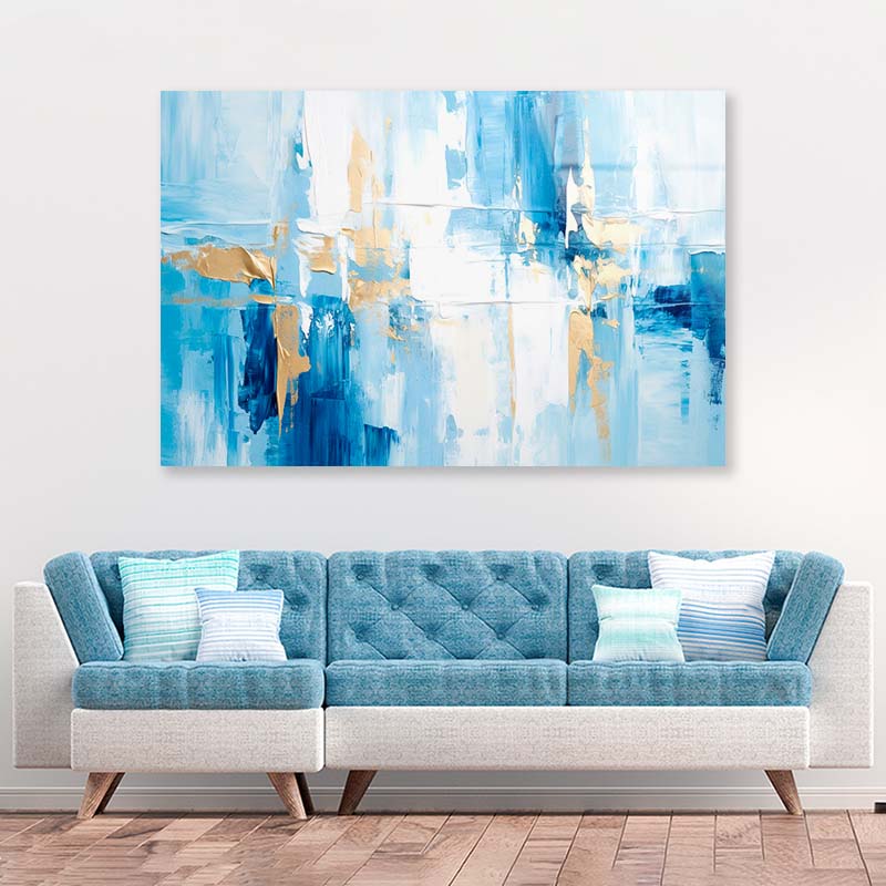 Rough Blue White Abstract Acrylic Glass Print Tempered Glass Wall Art 100% Made in Australia Ready to Hang