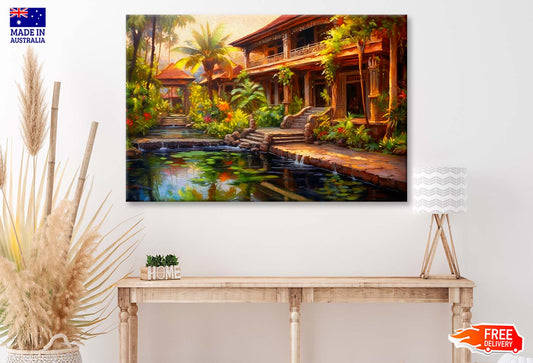 Garden With Villa Painting Wall Art Limited Edition High Quality Print