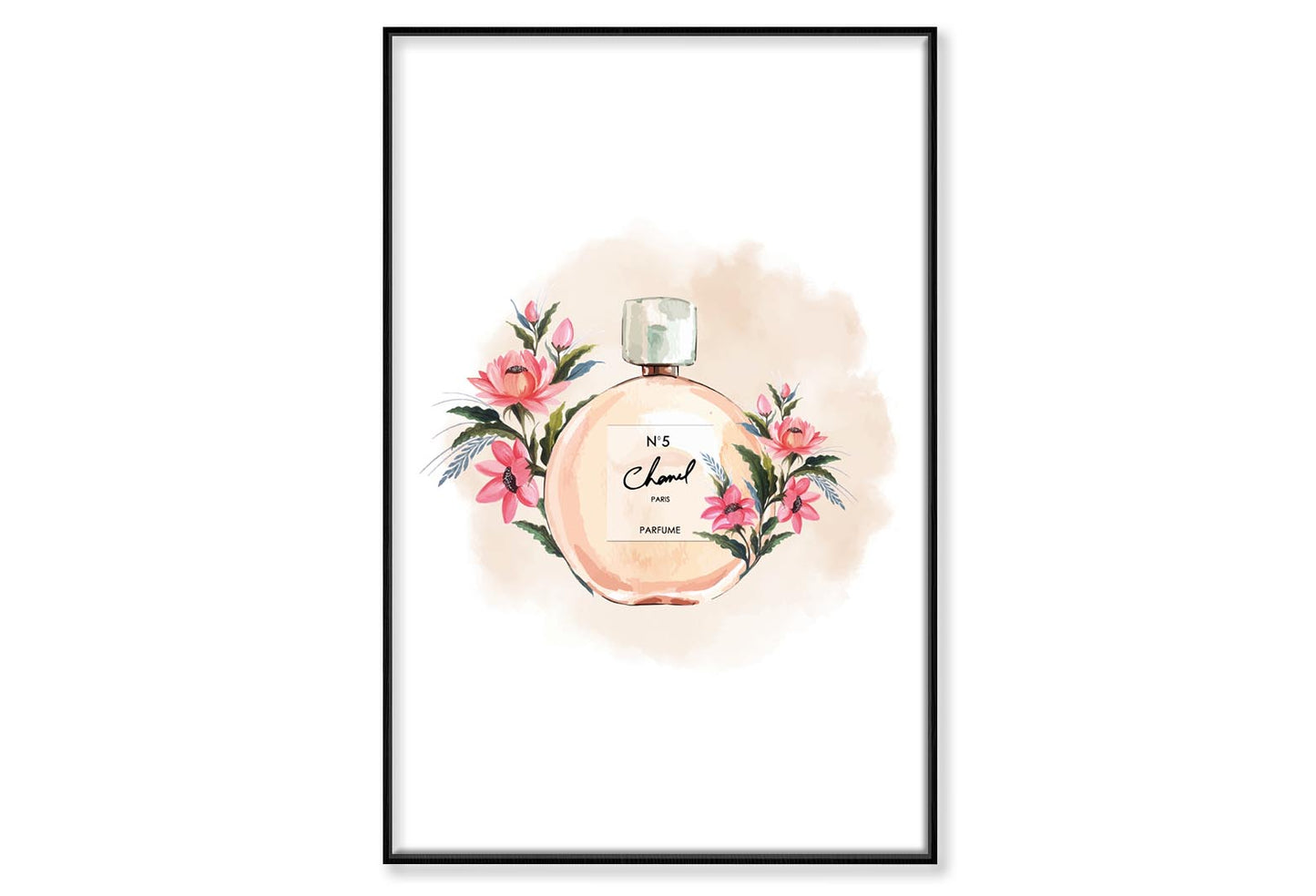 Light Pink Perfume Wall Art Limited Edition High Quality Print Canvas Box Framed Black