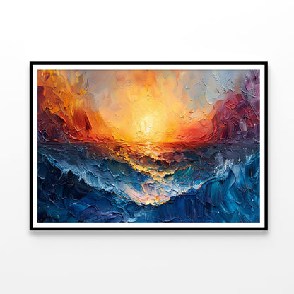 Ocean with Sunset Painting Home Decor Premium Quality Poster Print Choose Your Sizes