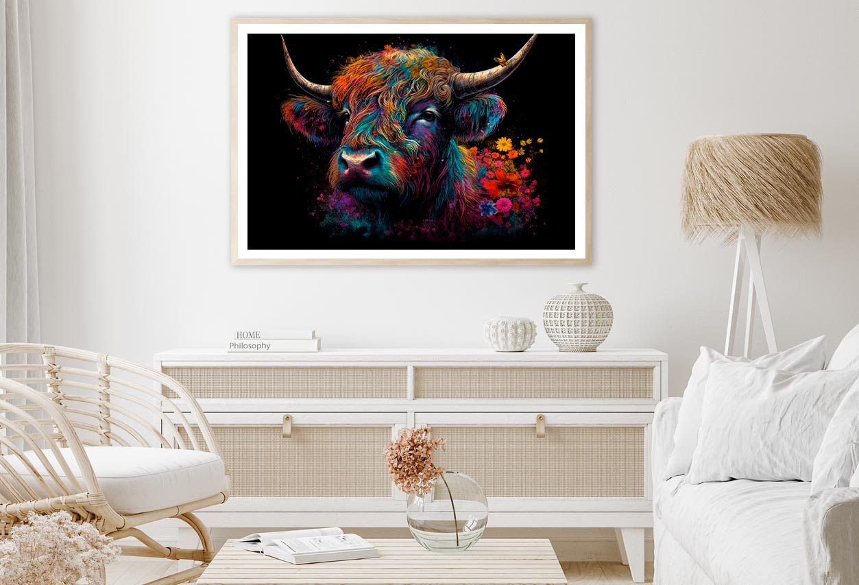 Abstract Highland Cow Head Home Decor Premium Quality Poster Print Choose Your Sizes