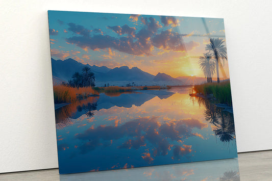 Sunrise over the Lake with Mountains Acrylic Glass Print Tempered Glass Wall Art 100% Made in Australia Ready to Hang