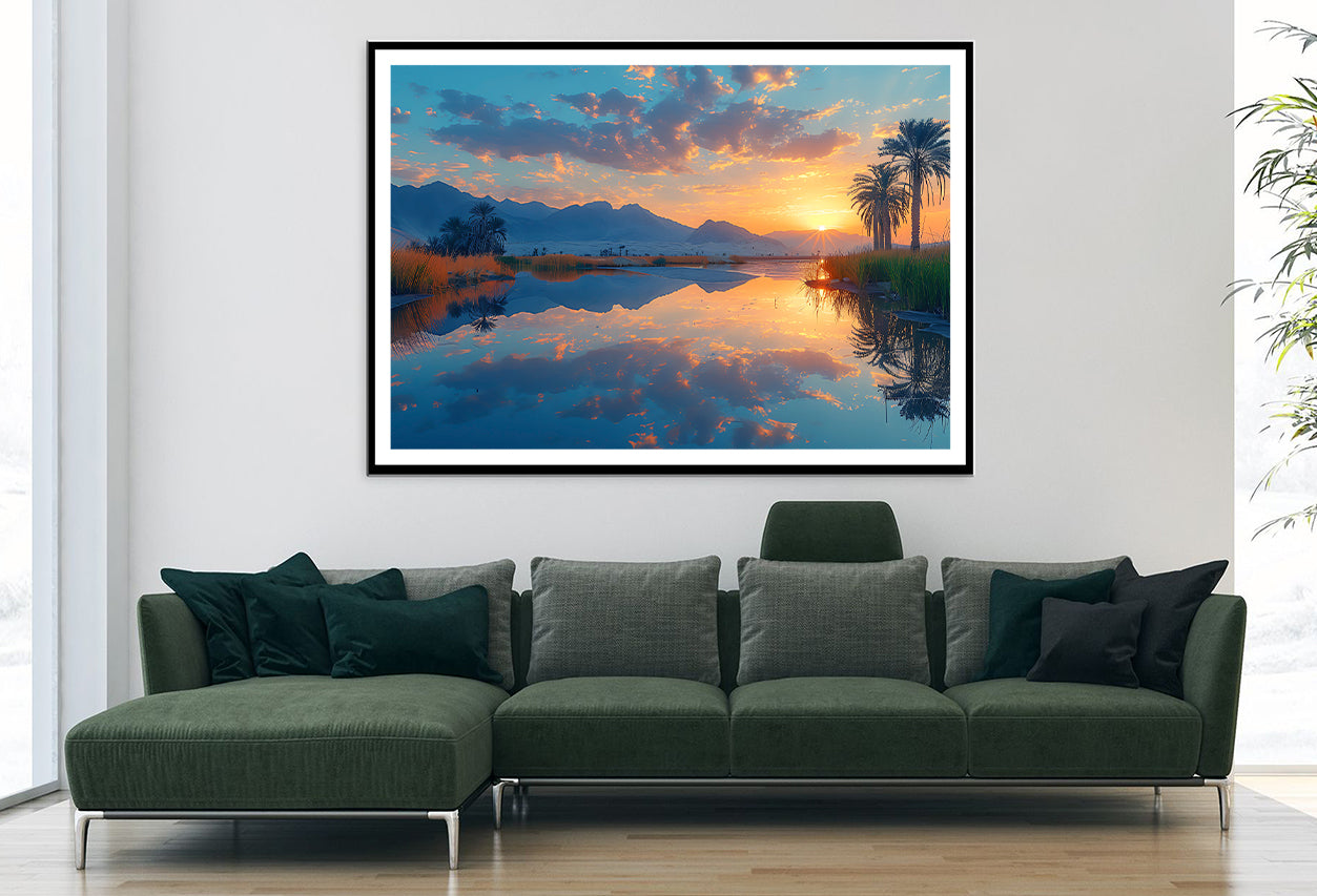 Sunrise over the Lake with Mountains Home Decor Premium Quality Poster Print Choose Your Sizes