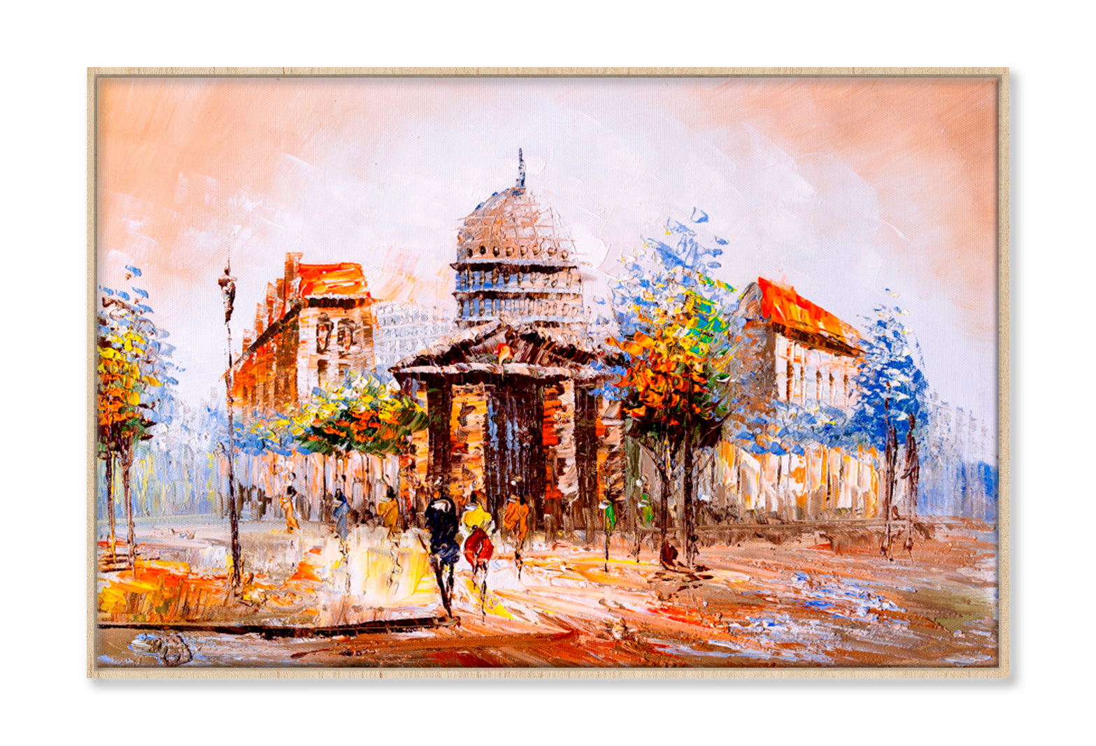 Street View of Paris Oil Painting Wall Art Limited Edition High Quality Print Canvas Box Framed Natural