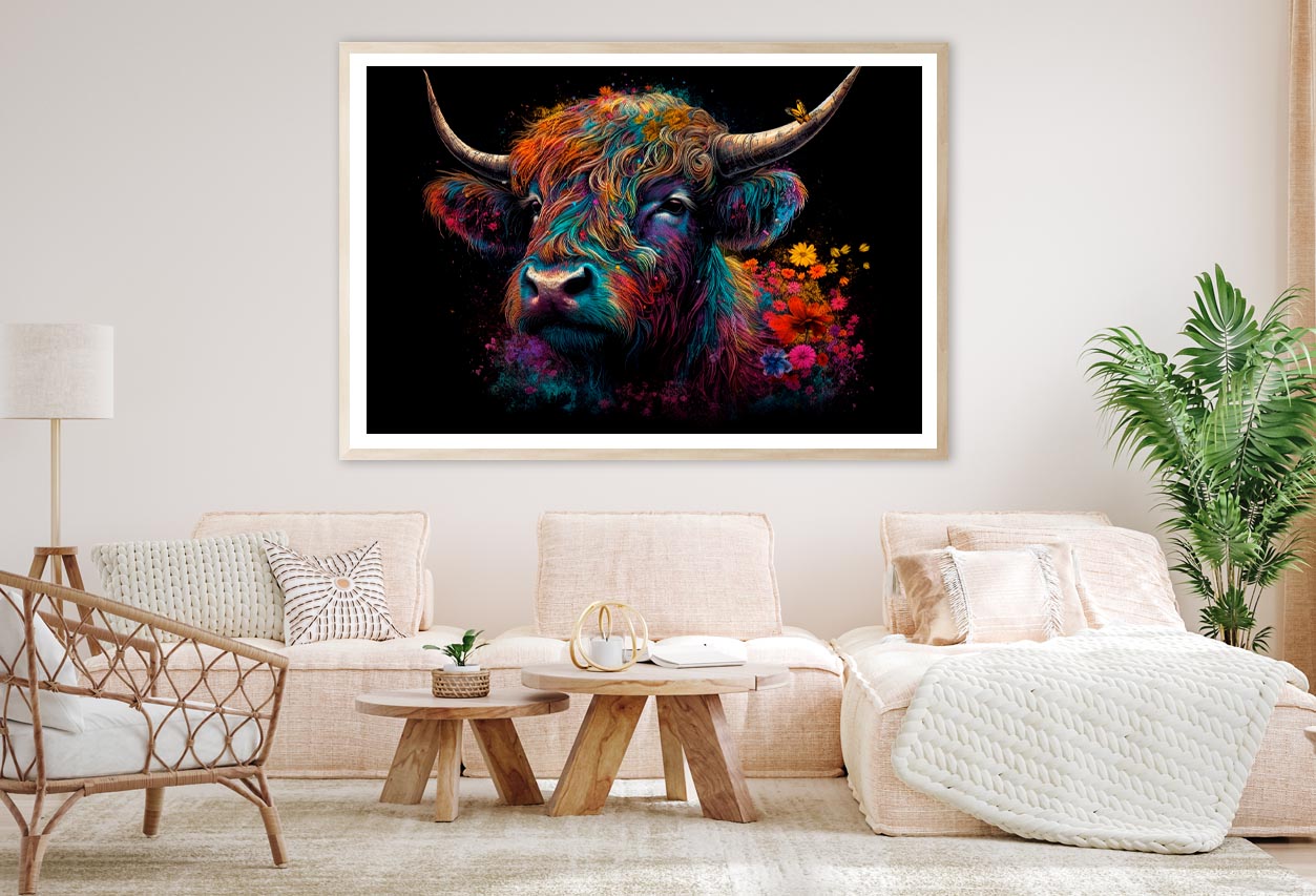 Abstract Highland Cow Head Home Decor Premium Quality Poster Print Choose Your Sizes