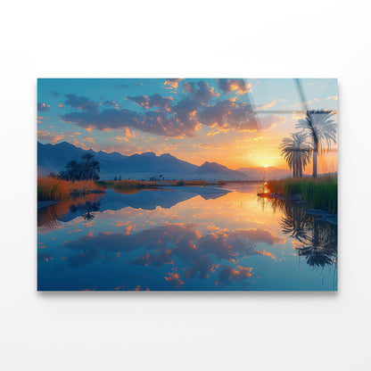 Sunrise over the Lake with Mountains Acrylic Glass Print Tempered Glass Wall Art 100% Made in Australia Ready to Hang