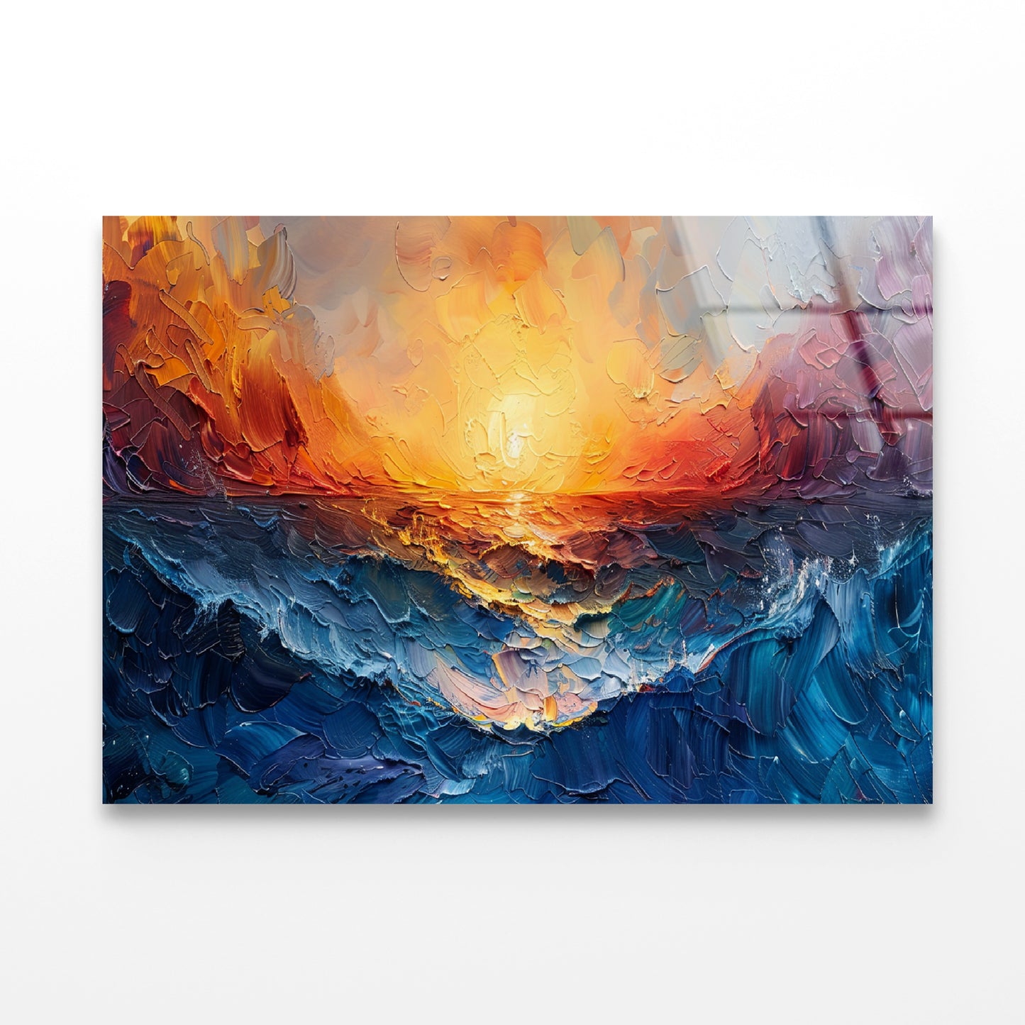 Ocean with Sunset Painting Acrylic Glass Print Tempered Glass Wall Art 100% Made in Australia Ready to Hang