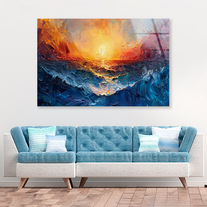 Ocean with Sunset Painting Acrylic Glass Print Tempered Glass Wall Art 100% Made in Australia Ready to Hang