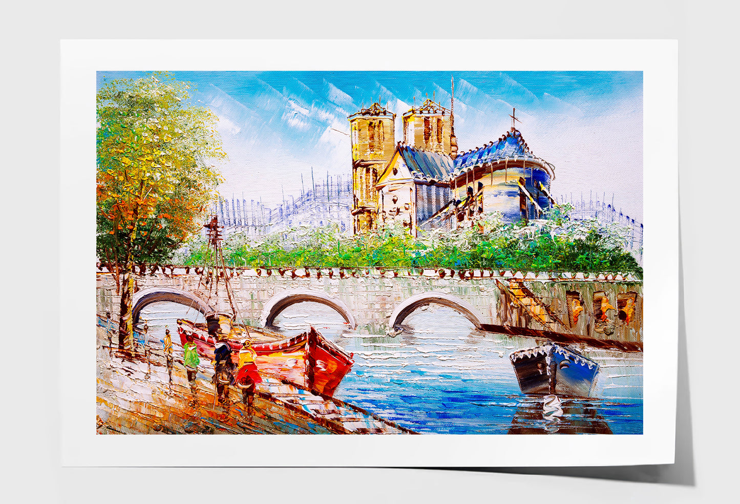 Notre-Dame de Bridge in Paris Oil Painting Wall Art Limited Edition High Quality Print Unframed Roll Canvas None