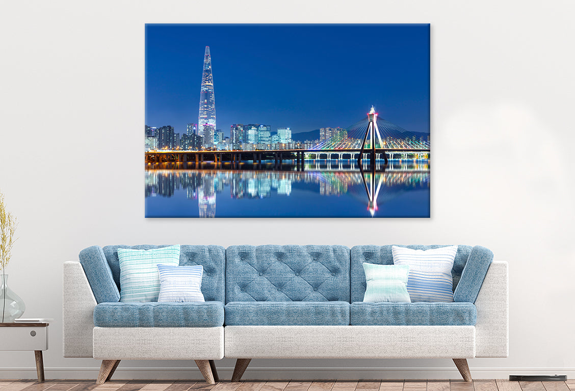 Seoul City at Twilight Han River Wall Art Decor 100% Australian Made