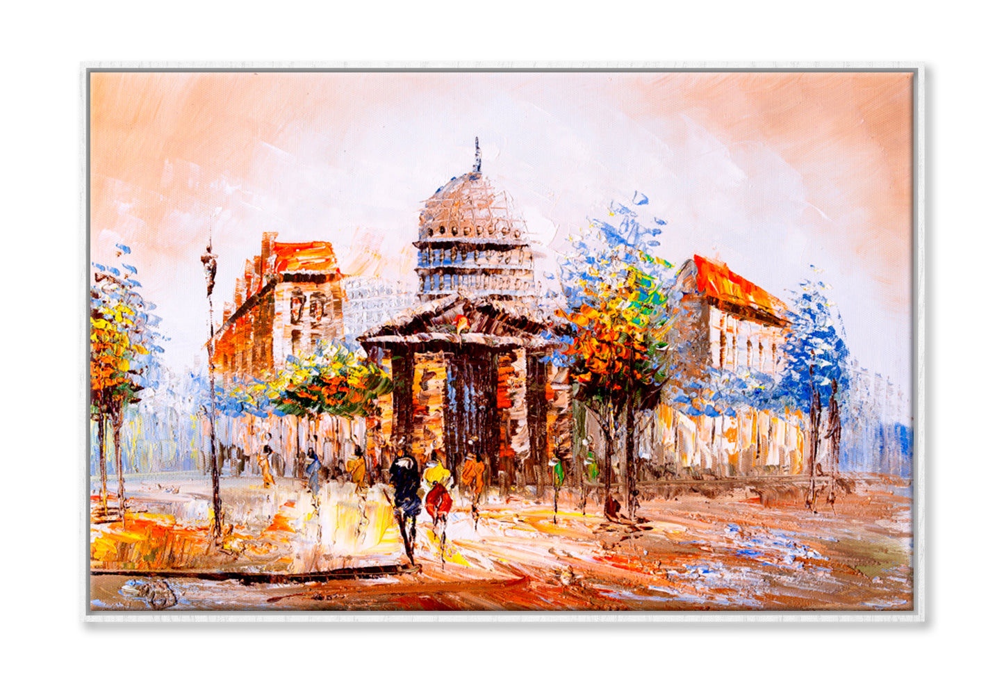 Street View of Paris Oil Painting Wall Art Limited Edition High Quality Print Canvas Box Framed White