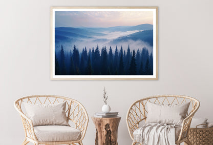 Pine Trees Forest with Mountains Home Decor Premium Quality Poster Print Choose Your Sizes