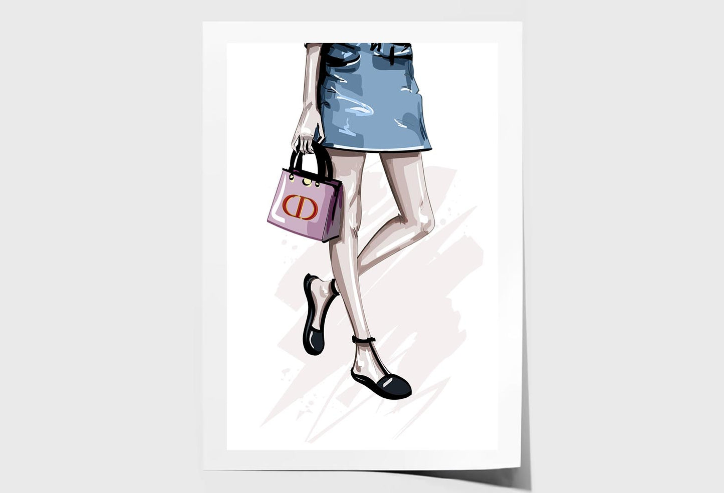 Stylish Pink Bag Fashion Art Wall Art Limited Edition High Quality Print Unframed Roll Canvas None