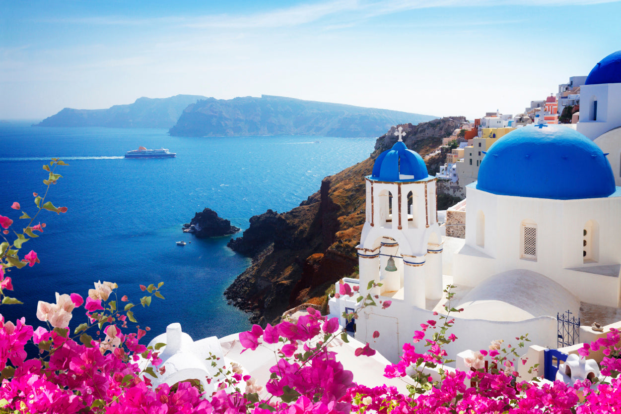 Bougainvillea in the Oia of Coast Home Decor Premium Quality Poster Print Choose Your Sizes