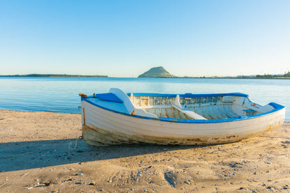 Vintage Wooden Clinker Dingy on Foreshore of Bay Acrylic Glass Print Tempered Glass Wall Art 100% Made in Australia Ready to Hang