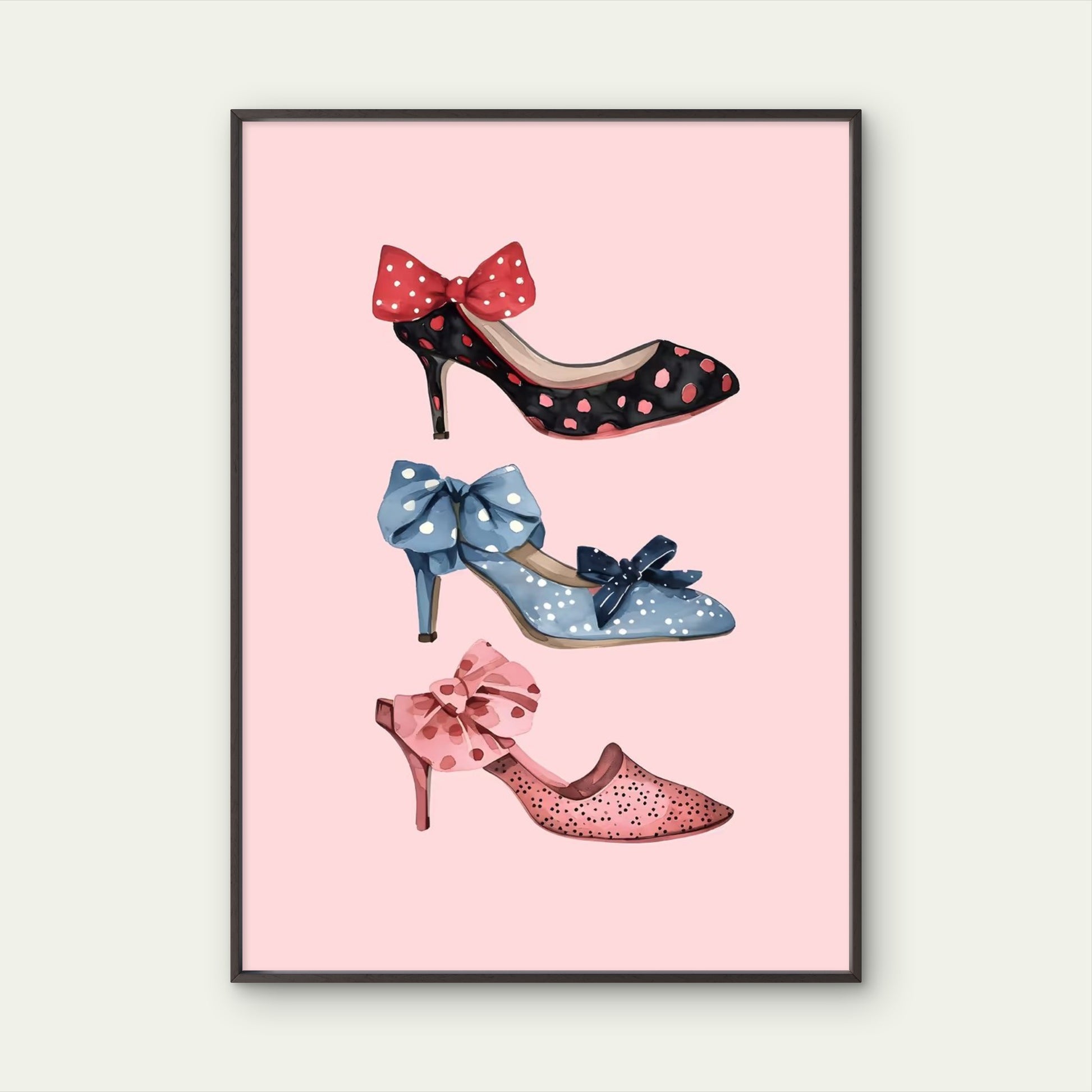 Polka Dot Bow High Heels Fashion Home Decor Premium Quality Poster Print Choose Your Sizes - Bella Home Decor