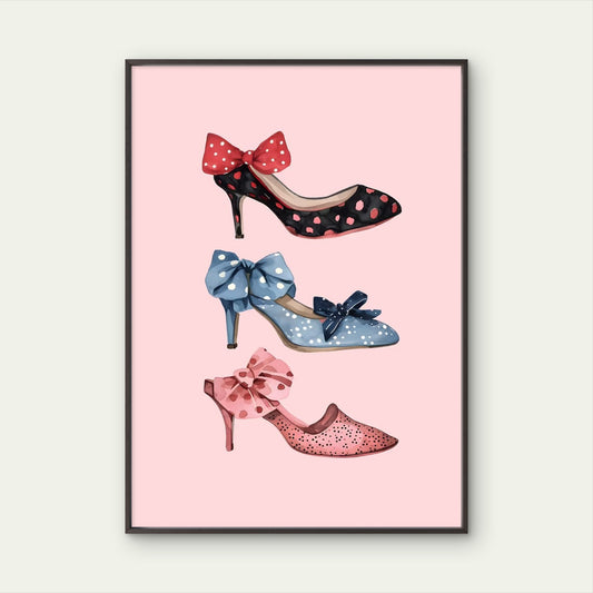 Polka Dot Bow High Heels Fashion Home Decor Premium Quality Poster Print Choose Your Sizes - Bella Home Decor