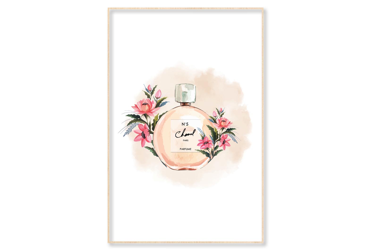 Light Pink Perfume Wall Art Limited Edition High Quality Print Canvas Box Framed Natural