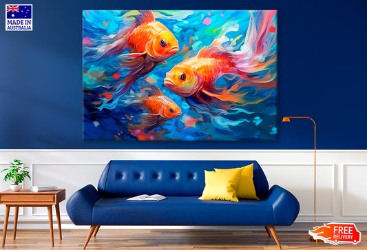 Underwater World With Beautiful Fishes Oil Painting Wall Art Limited Edition High Quality Print