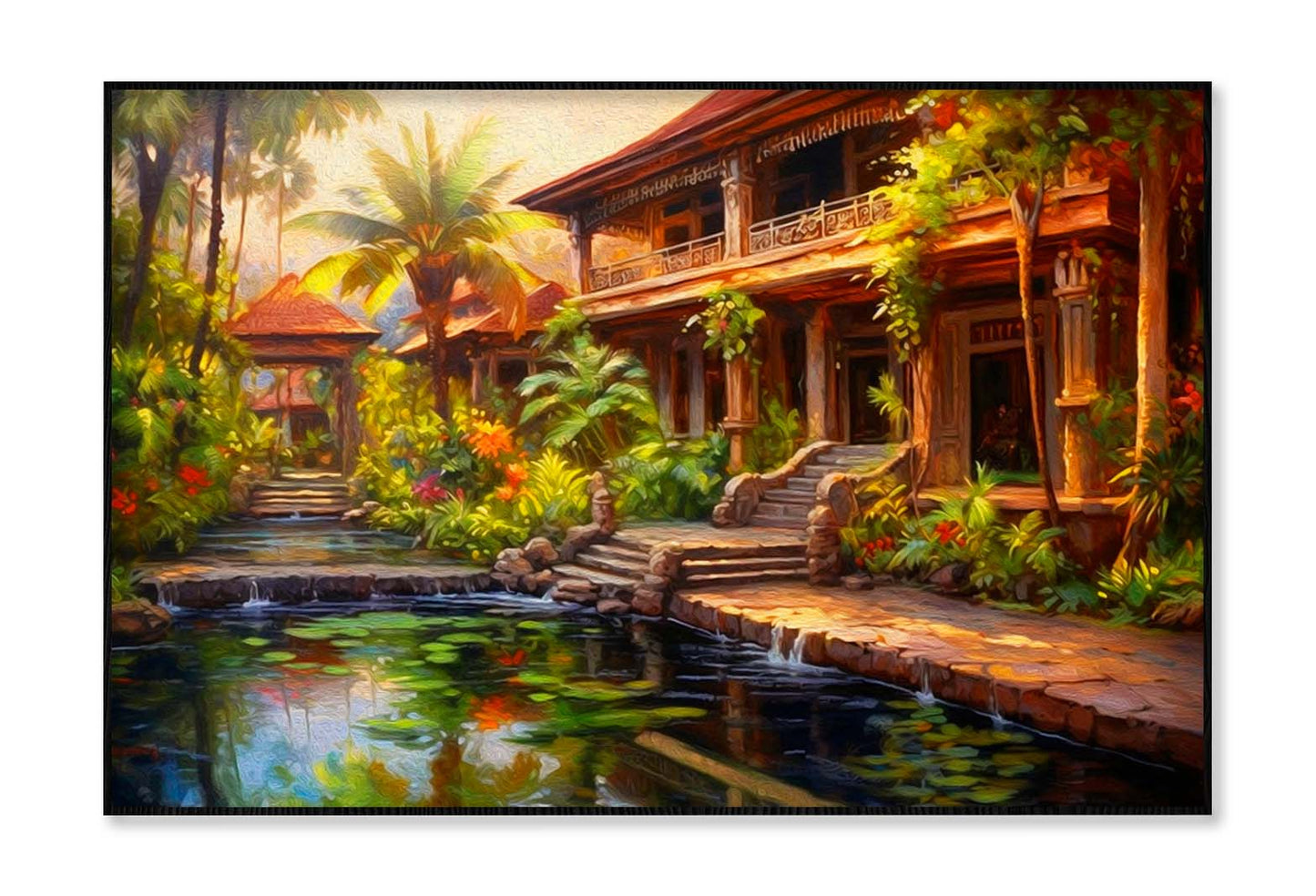 Garden With Villa Painting Wall Art Limited Edition High Quality Print