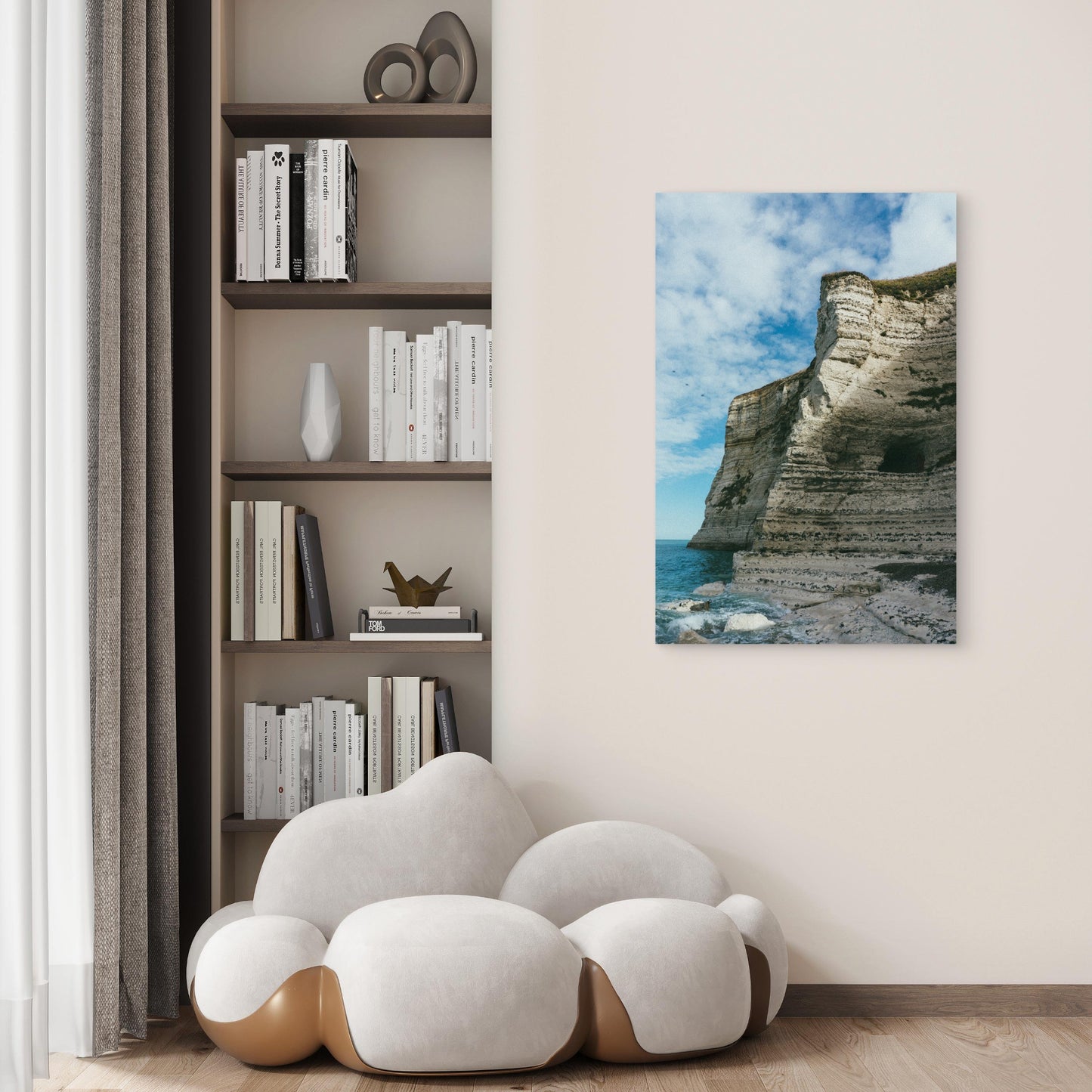 Rocky Cliff By Peaceful Sea Daytime 60x90cm Metal Print Ready to Hang