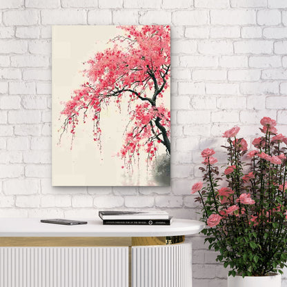 Depicting Cherry Blossoms Japanese Zen Metal Print Ready to Hang