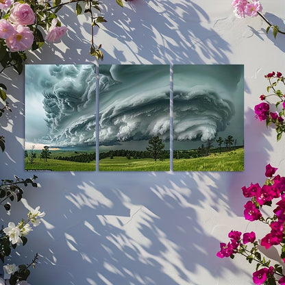 3pcs Intense Thunderstorm Over Custer State Park Wall Art Set Canvas Framed 50x70cm - High Quality Print 100% Australian Made Wall Canvas Ready to Hang