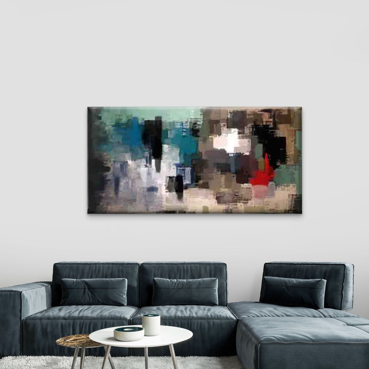 Abstract Design of Geometric Wall Art Canvas Office Home Room Framed 120x60cm