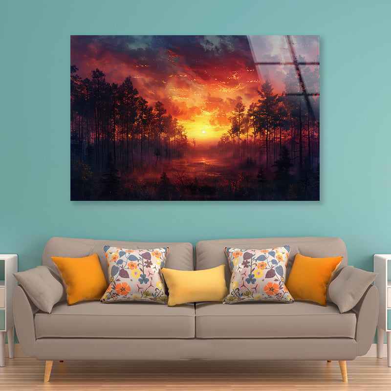 Sunset on the River with Trees Acrylic Glass Print Tempered Glass Wall Art 100% Made in Australia Ready to Hang