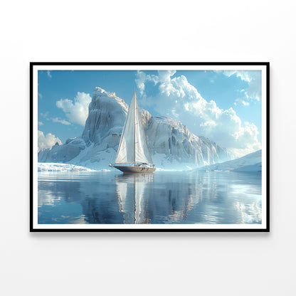 Sailing Boat on the Sea with Mountains View Home Decor Premium Quality Poster Print Choose Your Sizes