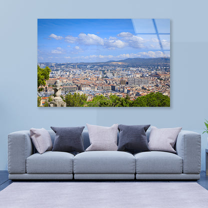 City Of Marseille with Blue Sky Acrylic Glass Print Tempered Glass Wall Art 100% Made in Australia Ready to Hang