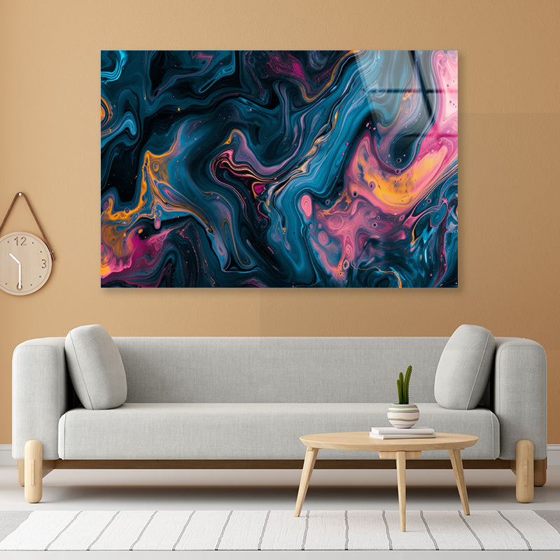 Colorful Waves Abstract Acrylic Glass Print Tempered Glass Wall Art 100% Made in Australia Ready to Hang