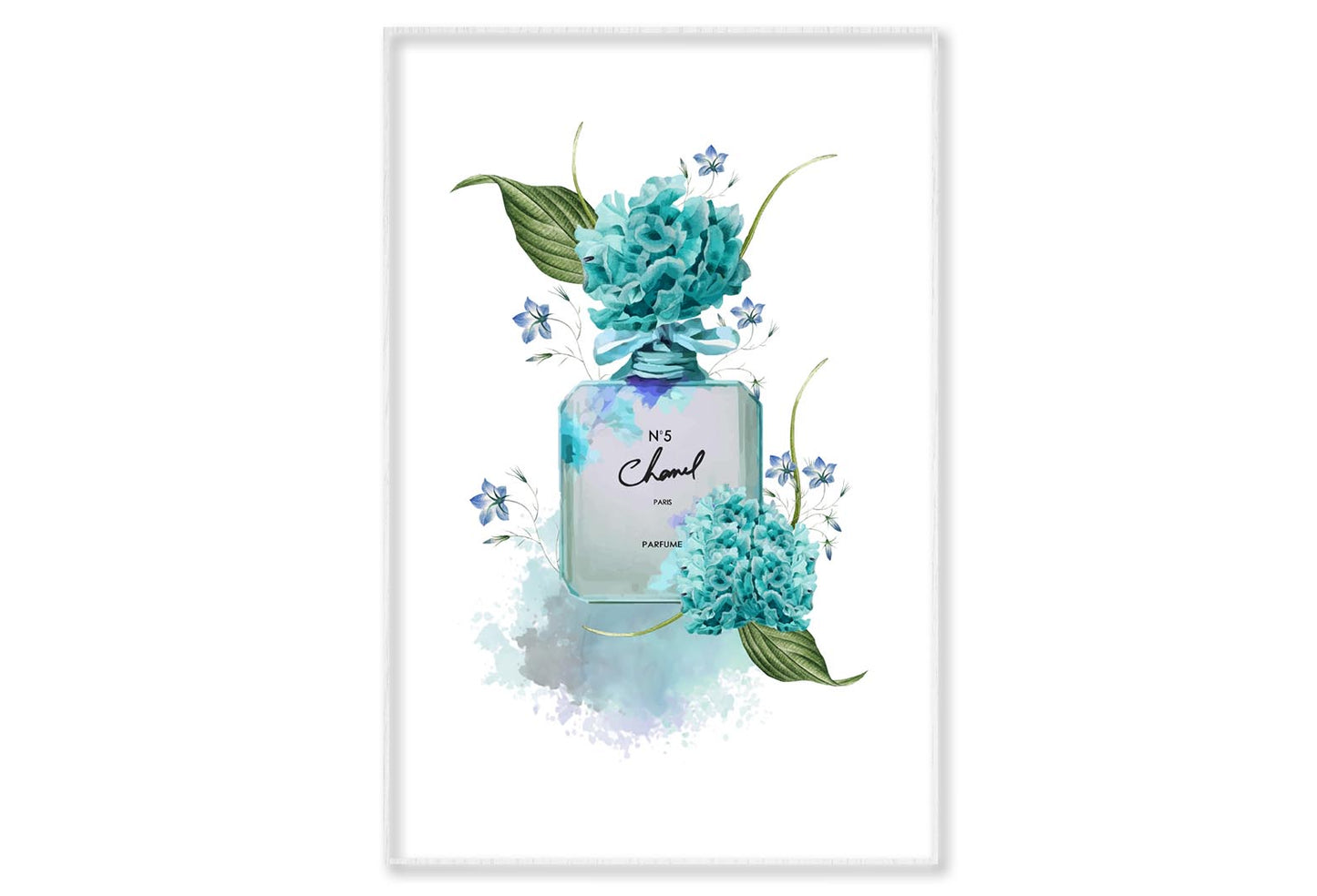 Ocean Blue Perfume Wall Art Limited Edition High Quality Print Canvas Box Framed White