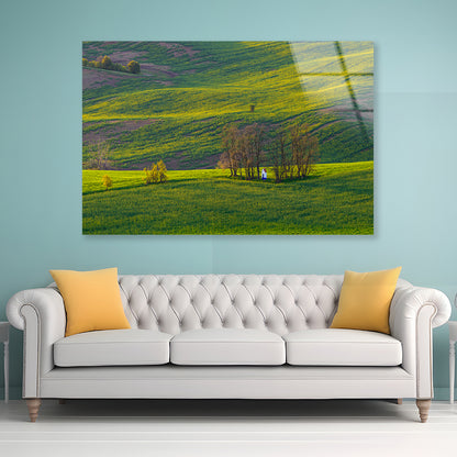 Person Sitting In a Meadow Acrylic Glass Print Tempered Glass Wall Art 100% Made in Australia Ready to Hang