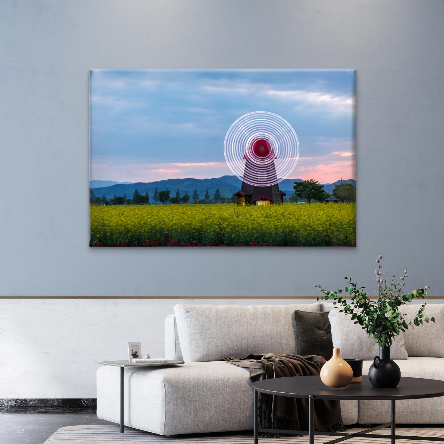 Windmill Rapeseed Field Wall Art Decor 100% Australian Made