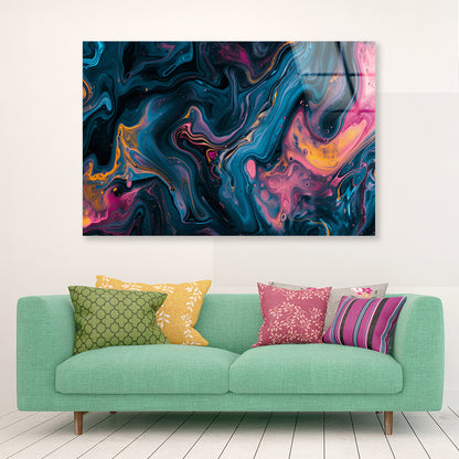 Colorful Waves Abstract Acrylic Glass Print Tempered Glass Wall Art 100% Made in Australia Ready to Hang