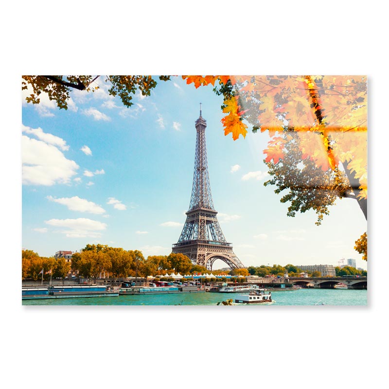 Boat Is in The Water Near the Eiffel Tower Acrylic Glass Print Tempered Glass Wall Art 100% Made in Australia Ready to Hang