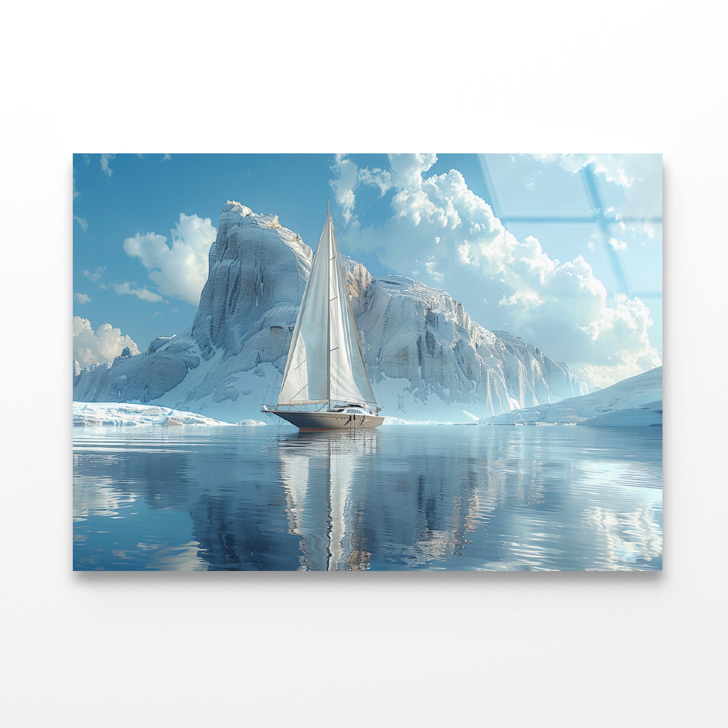 Sailing Boat on the Sea with Mountains View Acrylic Glass Print Tempered Glass Wall Art 100% Made in Australia Ready to Hang