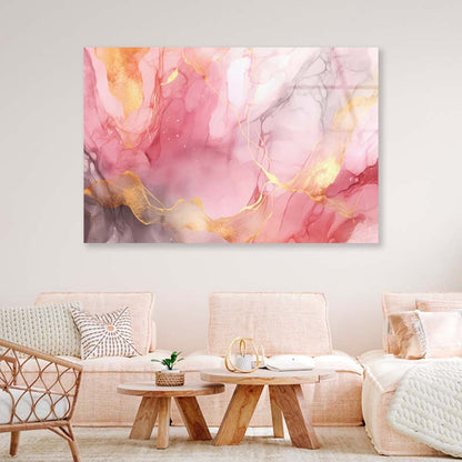 Pastel Alcohol Pink Marble Acrylic Glass Print Tempered Glass Wall Art 100% Made in Australia Ready to Hang