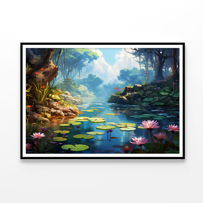 View of Pond with Lily Pads Home Decor Premium Quality Poster Print Choose Your Sizes