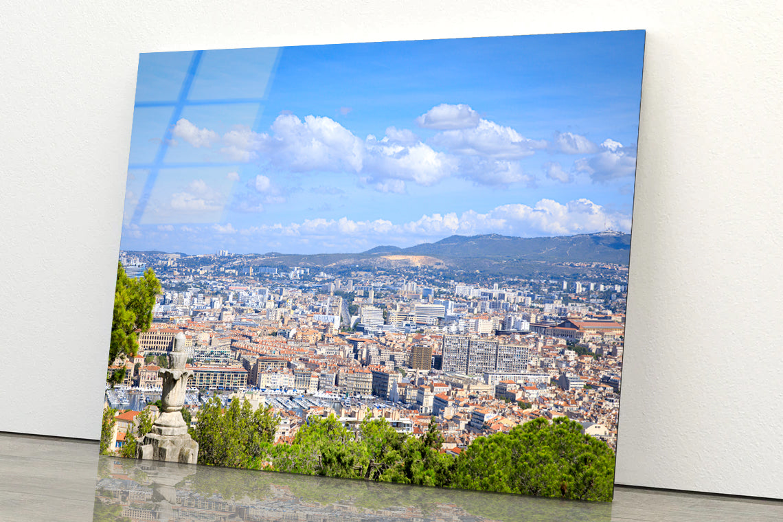 City Of Marseille with Blue Sky Acrylic Glass Print Tempered Glass Wall Art 100% Made in Australia Ready to Hang