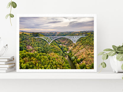 A Railway Bridge In Aveyron Glass Framed Wall Art, Ready to Hang Quality Print Without White Border White